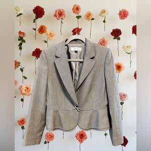 Tahari ASL Gray Tailored Peplum Blazer with Decorative Buttons size 12